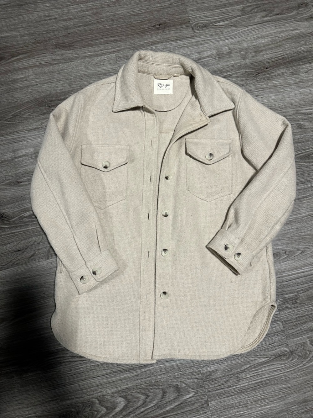 BB Dakota Cream Button-Front Trench Shirt Jacket
